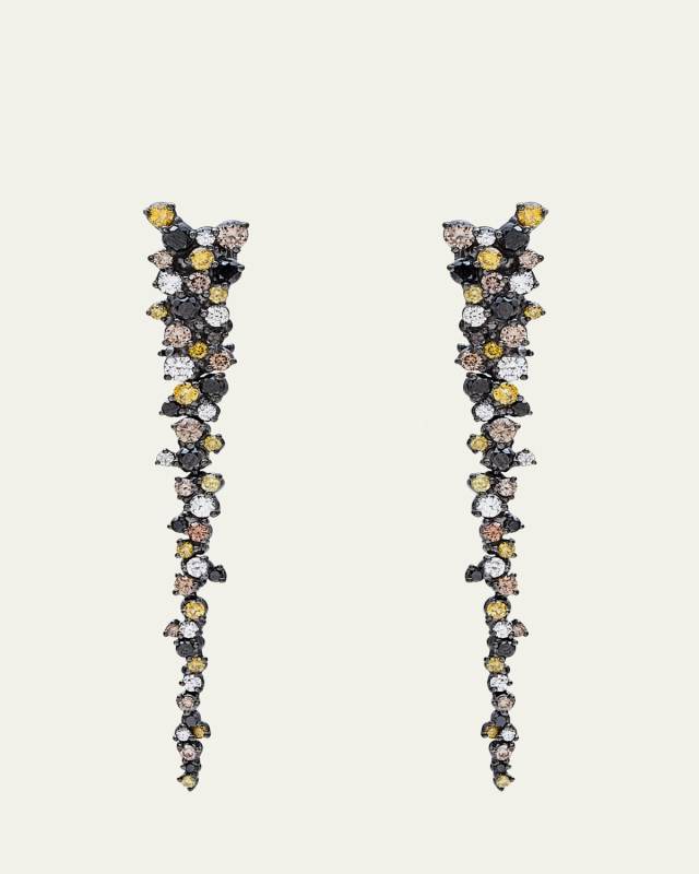 18K Black Gold Confetti Drop Earrings with Multicolor Diamonds
